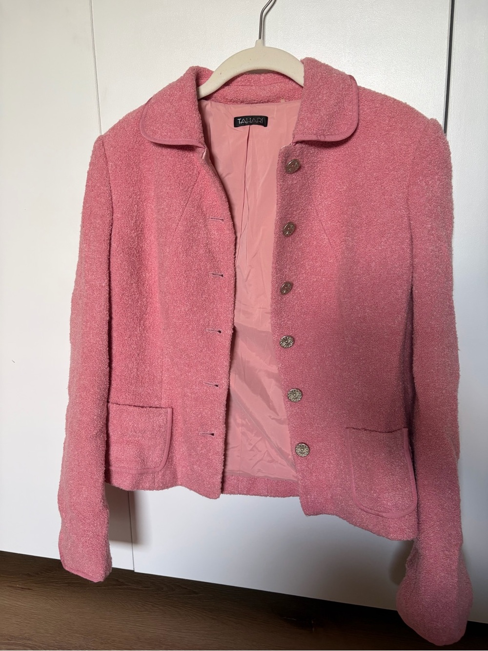 Tahari Pink Bouclé Blazer Jacket